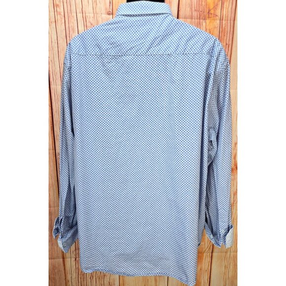 Johnston & Murphy Mens Blue Print Long Sleeve Dress Shirt XXL - Picture 2 of 8